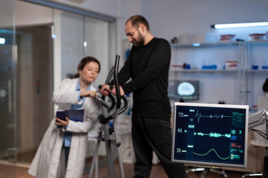 Sports medicine doctor consulting with athlete